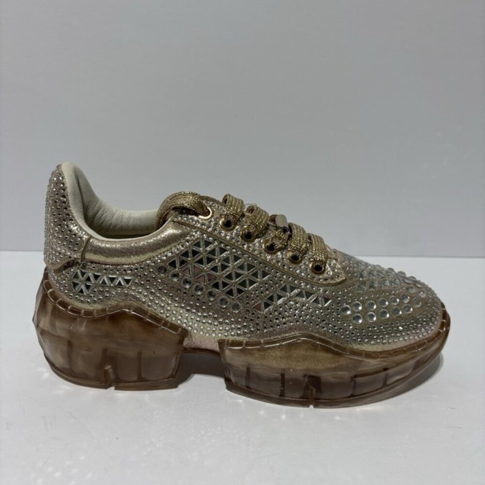 La Sheelah Women’s Crystal-6 Champagne Sneakers, Size 7.5 M